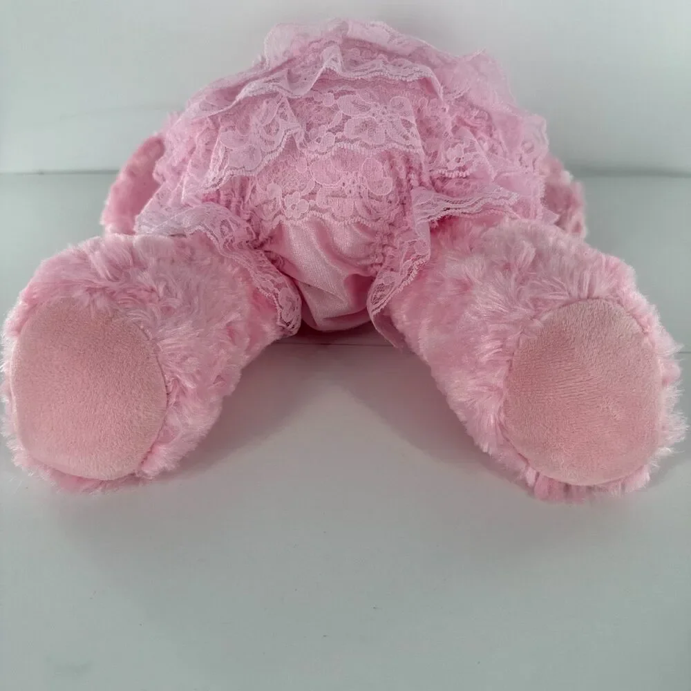Build A Bear Pink Teddy Bear Plush Stuffed Animal BABW 16” Heart Nose Cute - Picture 6 of 14